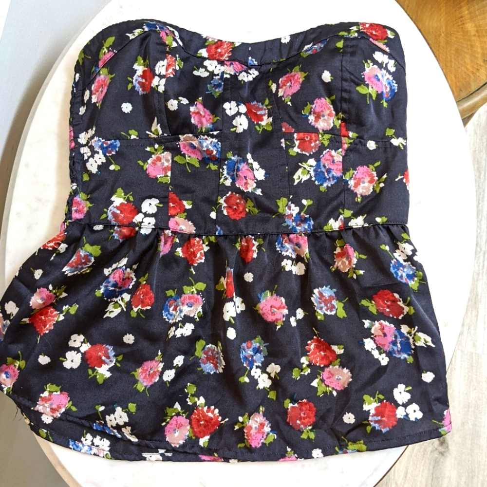 American Eagle strapless corset top in floral